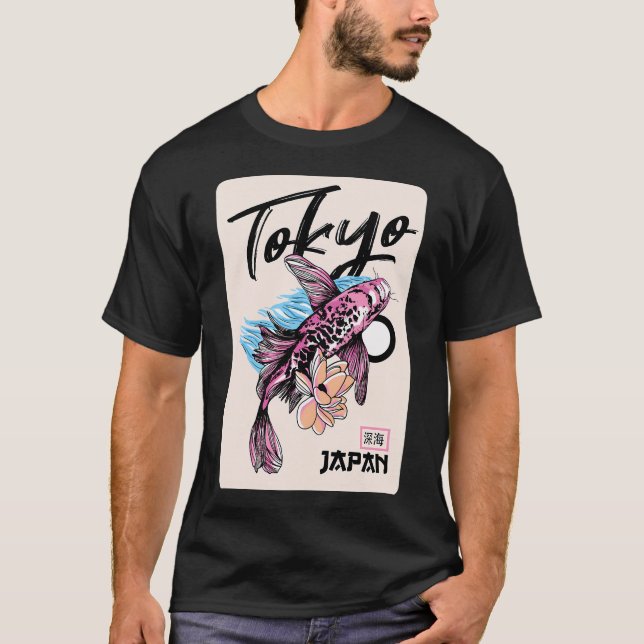 japanska med koi-fisk t shirt (Framsida)