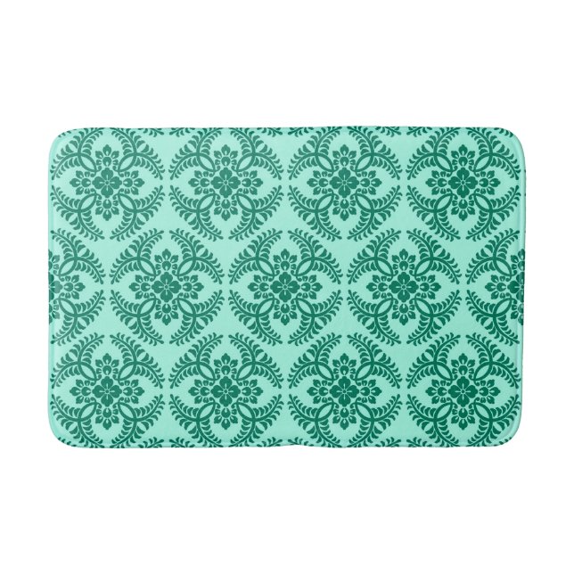 Japanska Medallion Mönster, Aqua och Turquise Badrumsmatta (Framsidan)