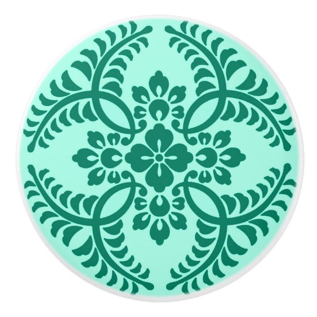 Japanska Medallion Mönster, Aqua och Turquise Knopp (Framsidan)