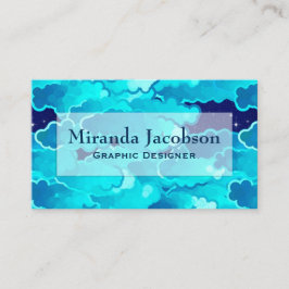 Japanska moln, aftonhimmel, turkos och indigoblått visitkort