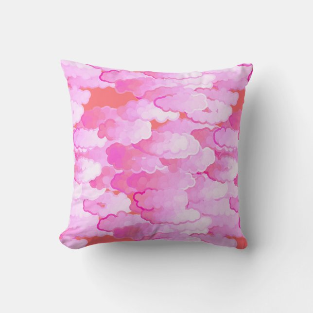 Japanska moln, gryning, orchid Rosa och koral Kudde (Framsida)