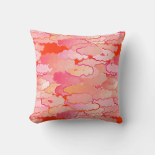 Japanska moln, solnedgång, korall, Fuchsia, rosa Kudde