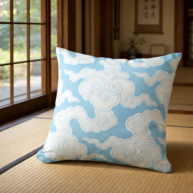 Japanska molnstencil Ise Katagami-mönster Kudde (Skapare uppladdad)