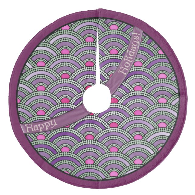 Japanska Mönster-Orchid och Celadon Julgransmatta Fleece (Framsidan)