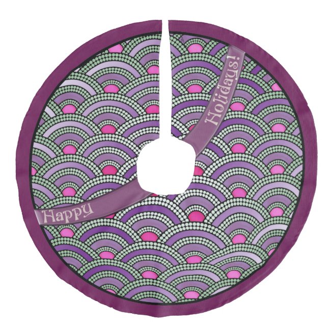 Japanska Mönster-Orchid och Celadon Julgransmatta Fleece (Framsidan)