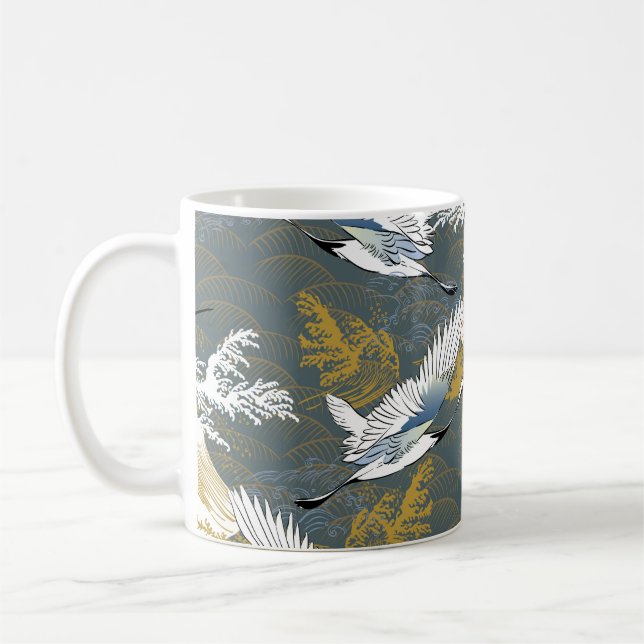 Japanska mönster. Traditionell motivbakgrund med Kaffemugg (Vänster)
