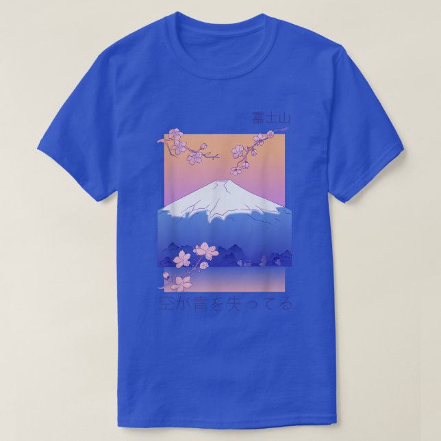 Japanska Mountain Cherry Blommar Sakura Vaporwave T Shirt (Design framsida)