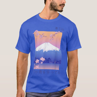 Japanska Mountain Cherry Blommar Sakura Vaporwave T Shirt