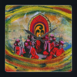 Japanska musiker fyrkantig klocka<br><div class="desc">Japanska musiker från Michael Moffas Fantastic Mixed-Media Series,  c1989.  Originalteckning: Allmän upphovsrätt Michael Moffa.</div>
