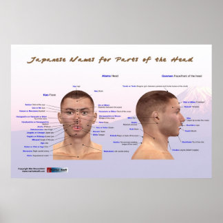 Japanska Namn för delar av huvudet Poster