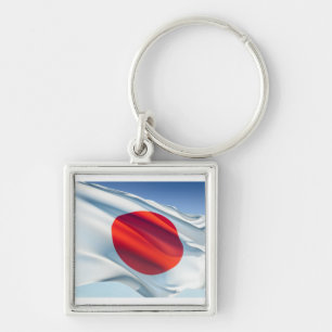 Japanska nationella Flagga Fyrkantig Silverfärgad Nyckelring