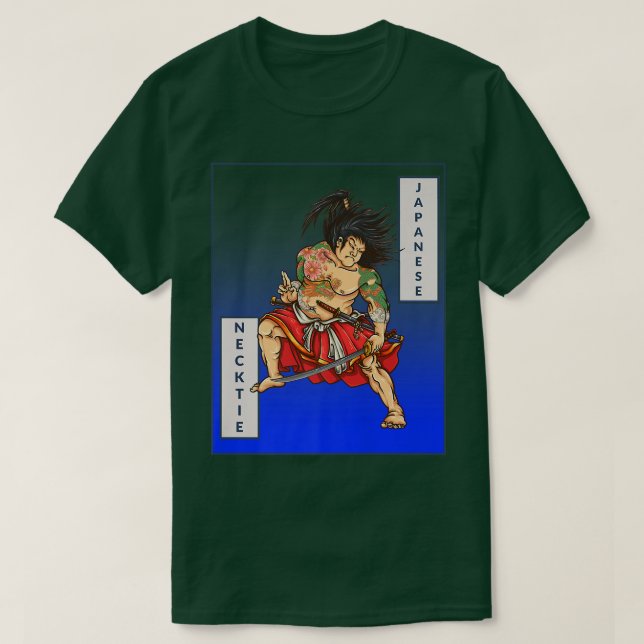 Japanska Neck Tie, Samurai, JiuJitsu, MMA, Grapple T Shirt (Design framsida)