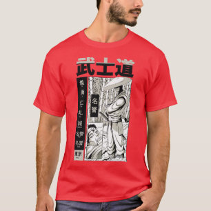 Japanska Ninja med Kanji Coola Japan Warrior Kata T Shirt