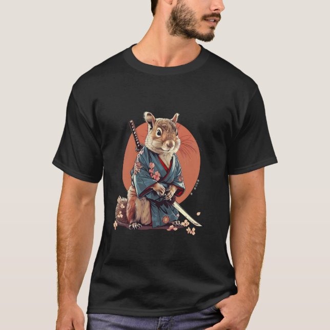 Japanska Ninja Squirrel Japanska Warrior Samurai S T Shirt (Framsida)
