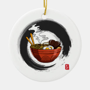 Japanska Noodle Soppa Ramen Soba-Personligen Julgransprydnad Keramik