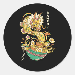 Japanska Noodles Ra Dragon Soppa Otaku Foodie Runt Klistermärke