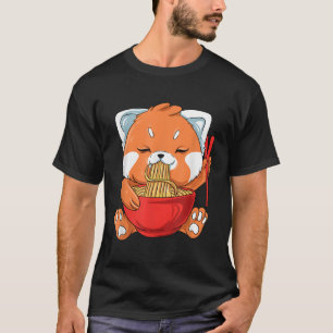 Japanska Noodles Red Panda Eating Ra T Shirt