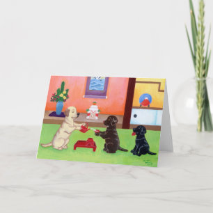 Japanska nyårsdagslag Labradors 2 Helgkort