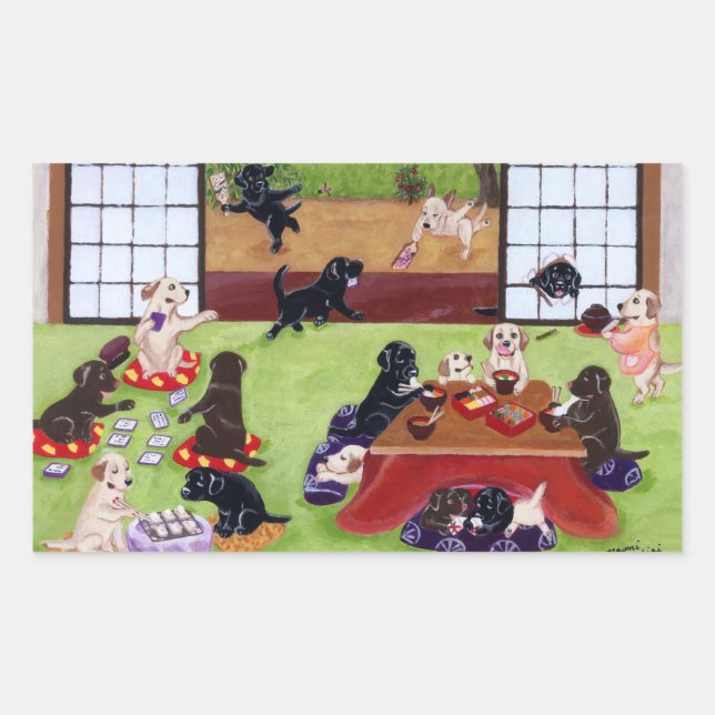 Japanska nyårsdagslag rektangulärt klistermärke (Framsida)