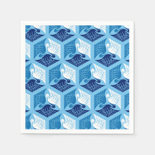 Japanska öar, marinerade, vita och ljusblå pappersservett