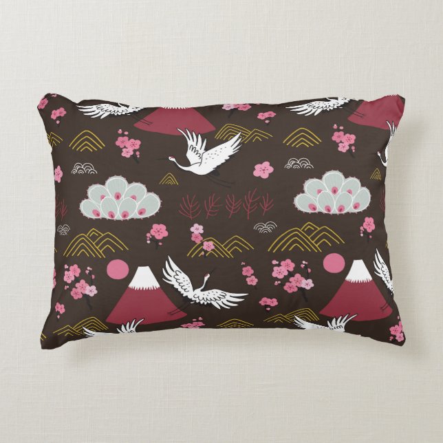 Japanska öar: Traditional Seamless Mönster Prydnadskudde (Framsidan)