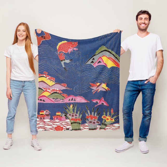 Japanska Okinawan Dye (Bingata) Fleecefilt (På plats)