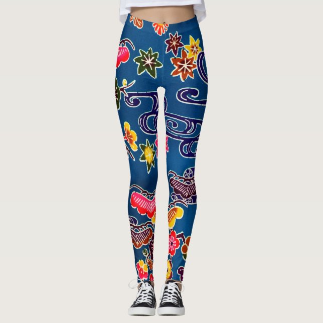Japanska Okinawan Dye (Bingata) Leggings (Framsida)