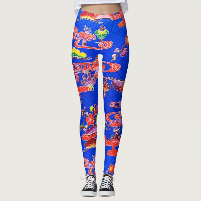 Japanska Okinawan Dye (Bingata) Leggings (Framsida)