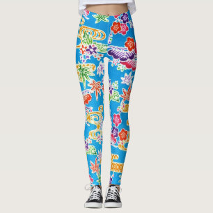 Japanska Okinawan Dye (Bingata) Leggings