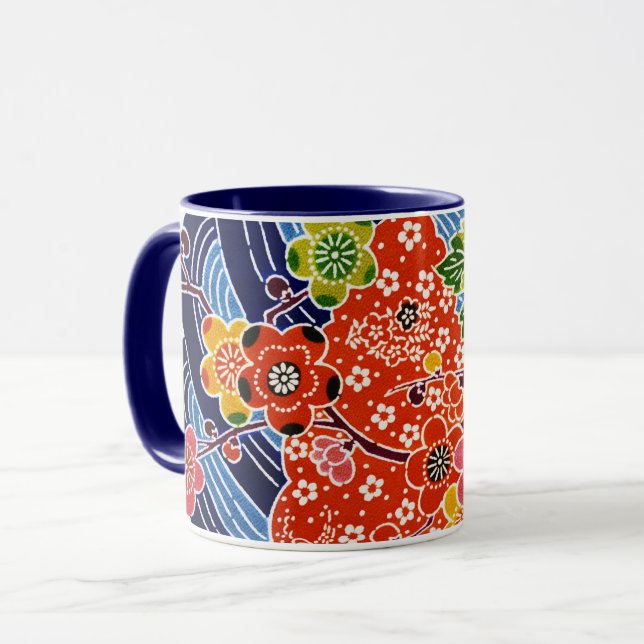 Japanska Okinawan Dye (Bingata) Mugg (Framsida vänster)