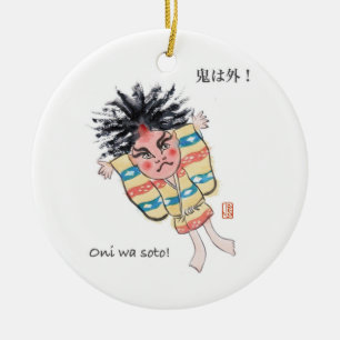 Japanska Oni var Soto! Keramisk prydnadsföremål Julgransprydnad Keramik