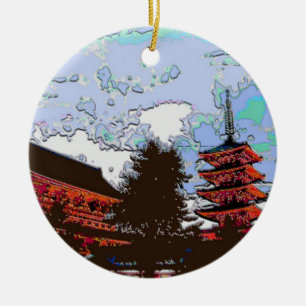 Japanska Pagoda Julgransprydnad Keramik