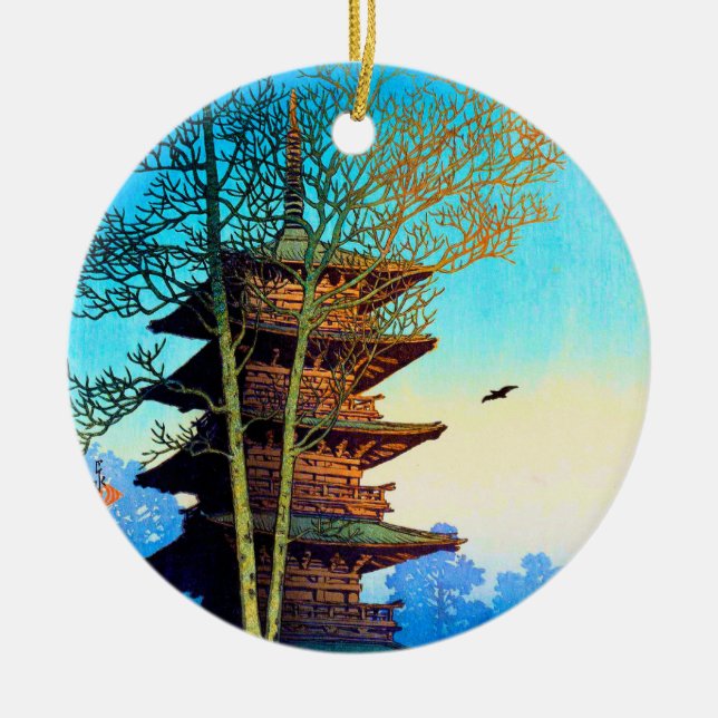 Japanska Pagoda Julgransprydnad Keramik (Framsidan)