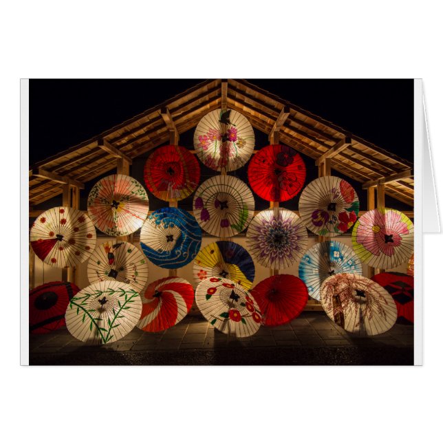 Japanska paraplyer japanska Stil Hälsningskort (Framsidan Horizontal)