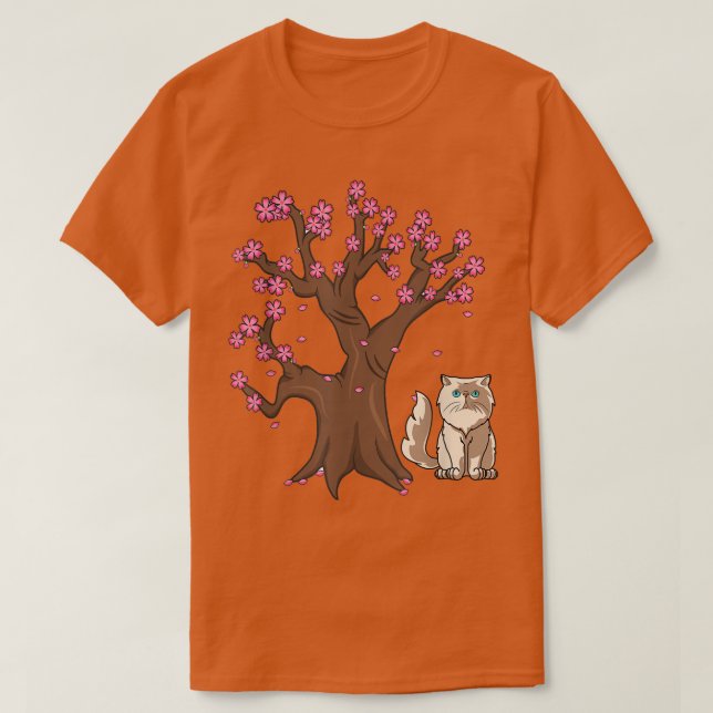 Japanska persiska Cat Mamma Cherry Blommar T-Shirt (Design framsida)