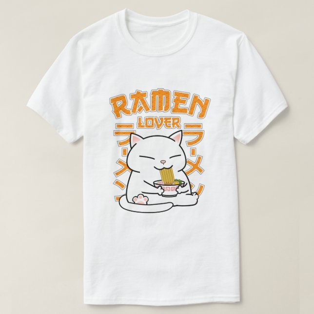 Japanska Ramen Cat Ramen Älskare T Shirt (Design framsida)