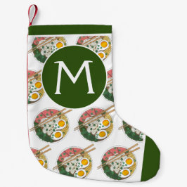 Japanska Ramen Noodle Soppa Foodie Monogram Liten Julstrumpa