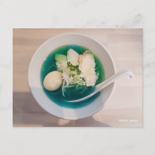 Japanska Ramen Noodles Blue Photo Tokyo Japan Vykort (Framsida)