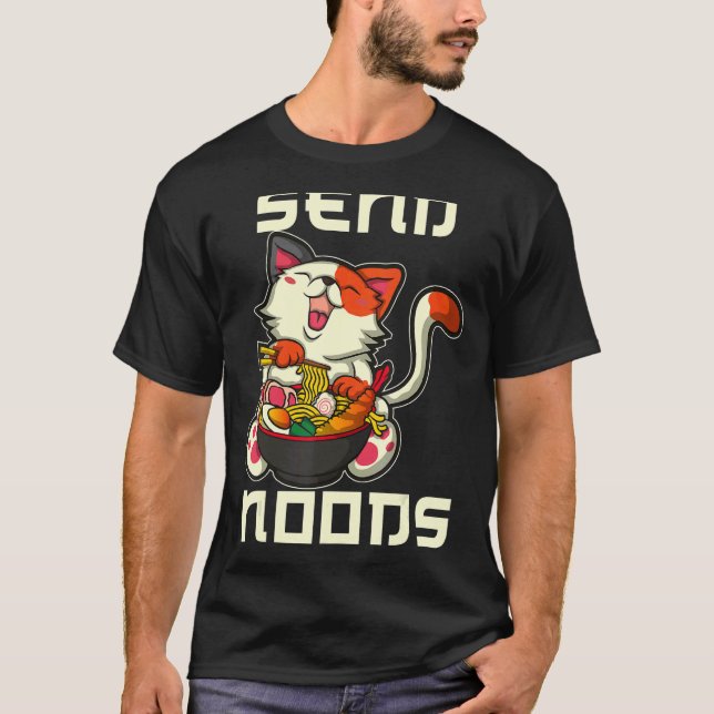 Japanska Ramen Nudlar Katt 1 T Shirt (Framsida)