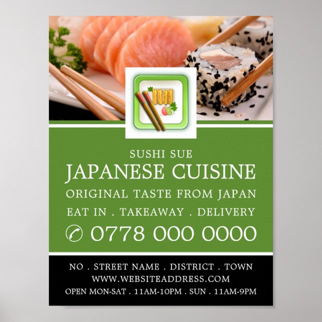 Japanska restauranger, Sushi Advertising Poster (Framsidan)