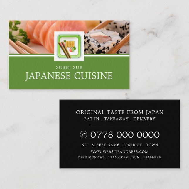 Japanska restauranger, Sushi Advertising Visitkort (Fram/baksida)