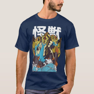Japanska Retro Art Ghidorah Dragon Kaiju Monster O T Shirt