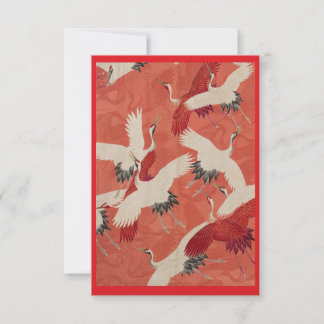 Japanska Röda Kimono Cranes - tackkort Tack Kort