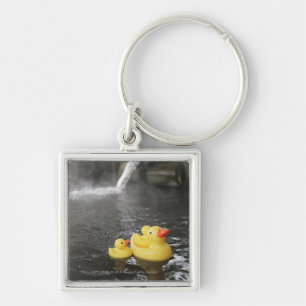 Japanska Rubber Duckies Fyrkantig Silverfärgad Nyckelring