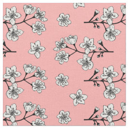 Japanska Sakura Blommar Flowers Mönster Tyg