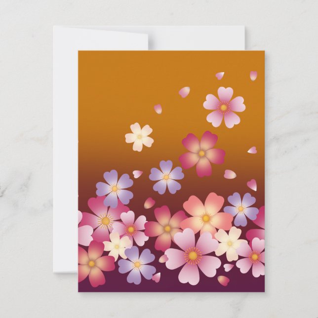 Japanska Sakura-blommor Guld & Plommon Anteckningskort (Framsida)