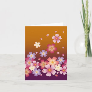 Japanska Sakura-blommor Guld & Plommon Anteckningskort