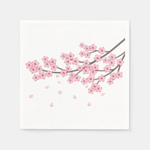 Japanska Sakura Cherry Blommar Gren Pappersservett
