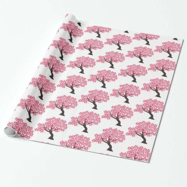 Japanska Sakura Cherry-Blommar Thunder_Cove Presentpapper (Utrullad)
