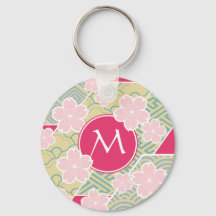 Japanska Sakura Cherry Blommars Geometric Mönster